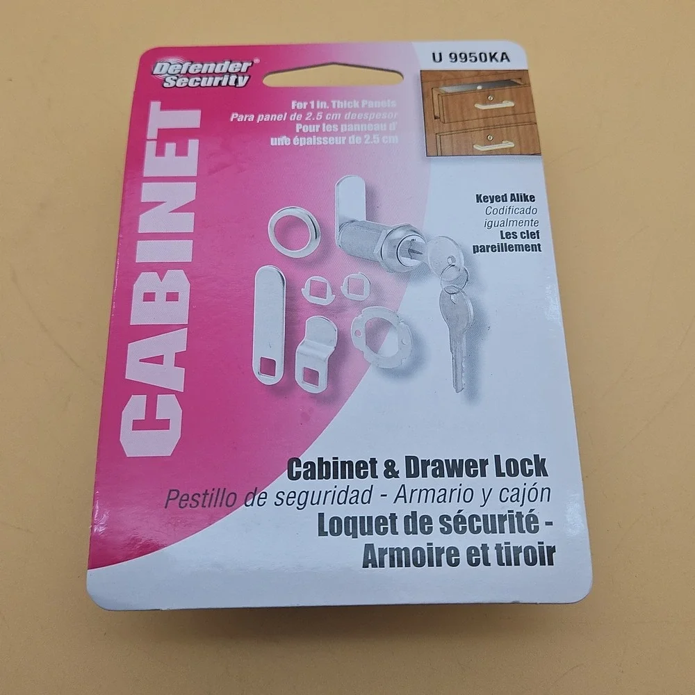 Defender Security Drawer Cabinet Lock Keyed Alike Cabinet and Drawer Lock‎ Set